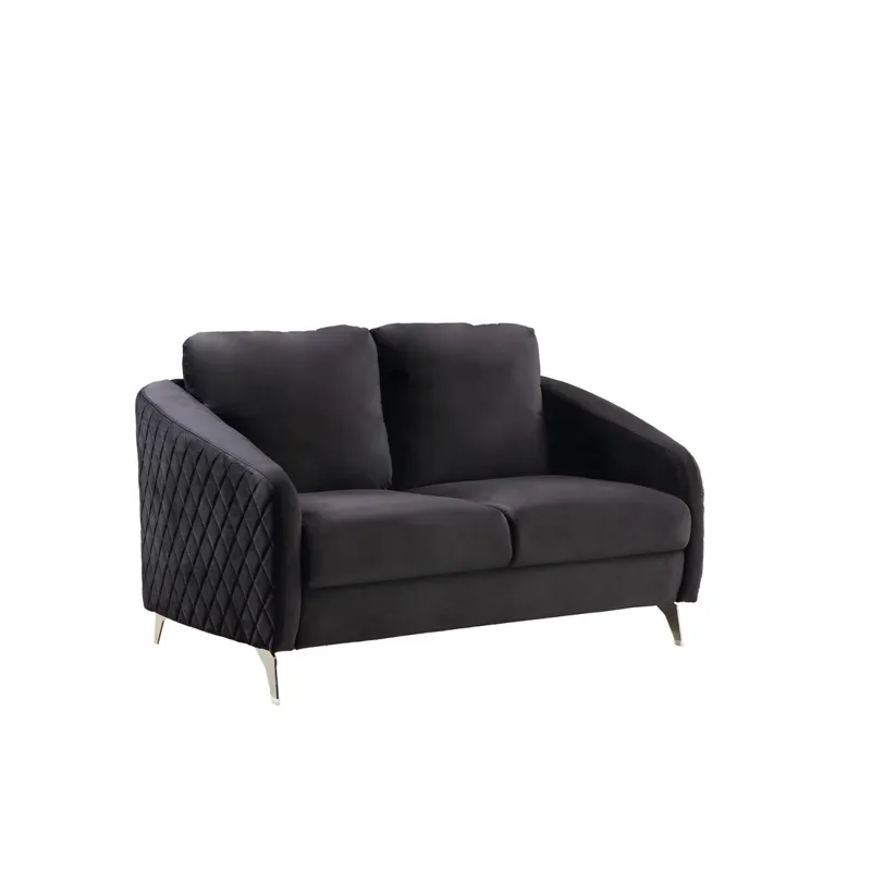 Sofia - Velvet Modern Chic Loveseat Couch - Black