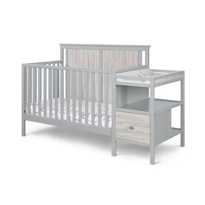 Connelly - 4-in-1 Crib and Changer Combo - Gray/Rockport Gray