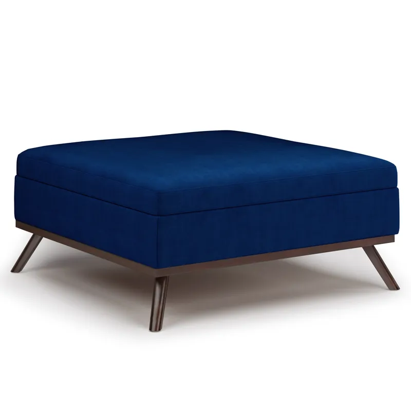 Owen - Square Coffee Table Storage Ottoman - Blue