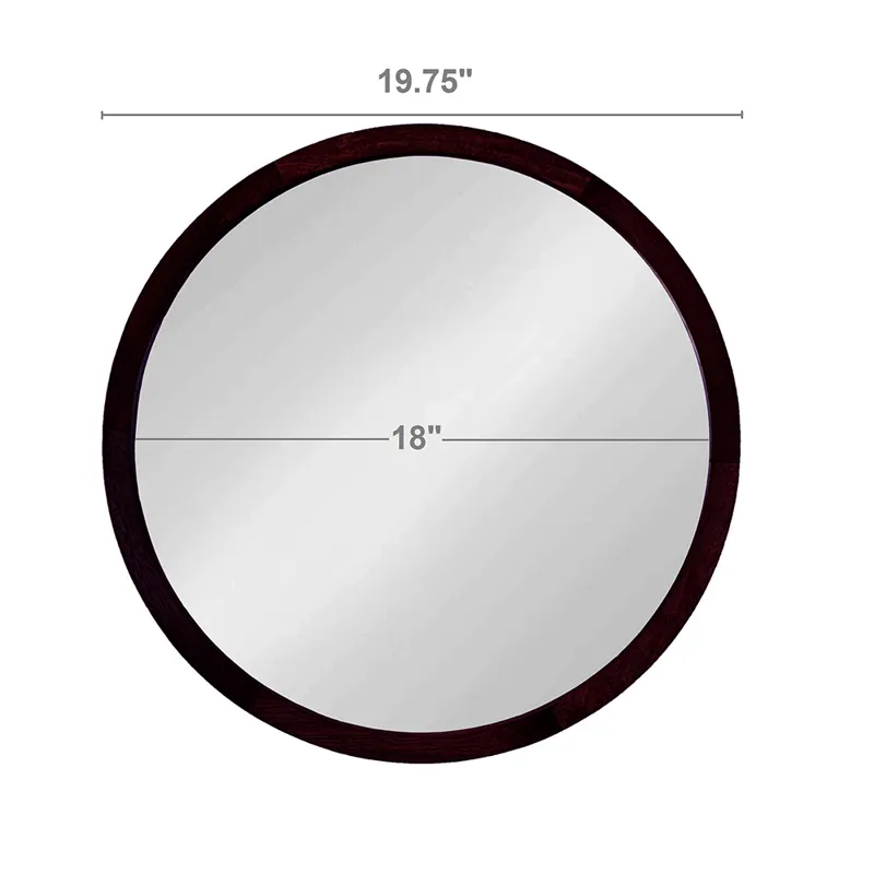 Circle Wall Mirror With Wooden Frame And Walnut Finish, Wall Mirror For Living Room Dining Room - Br