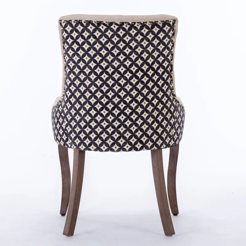 Ultra Side Dining Chair, Thickened Fabric Chairs With Neutrally Toned Solid Wood Legs, Bronze Nail H