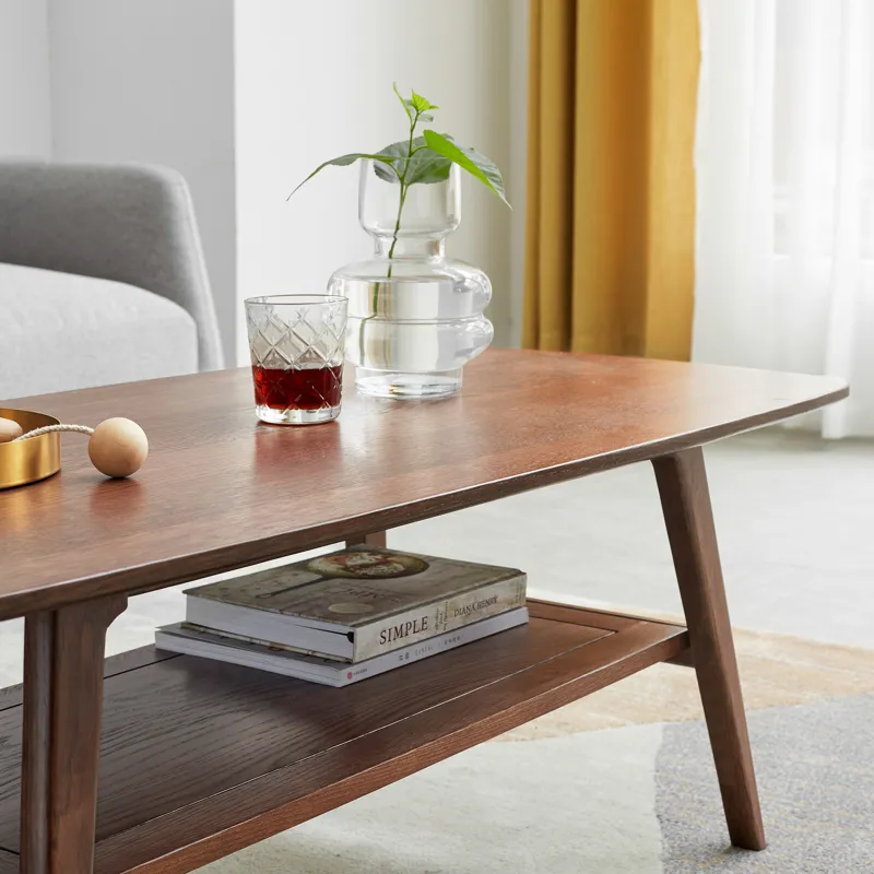 Center Table, Low Table, 100% Solid Oak Wood Top Plate Des, Coffee Table, Study Desk With Storage Sh