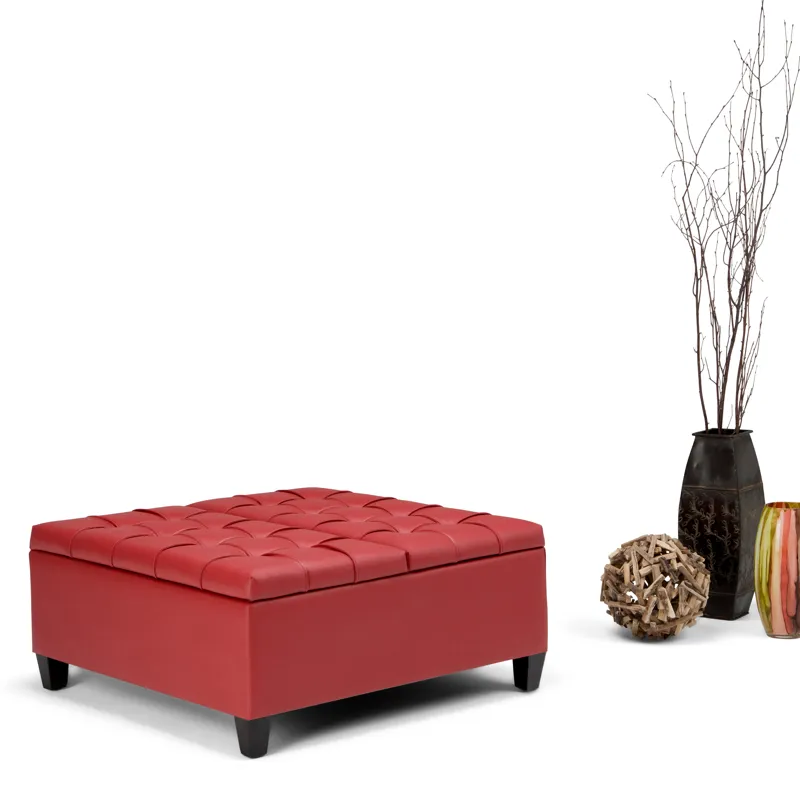 Harrison - Coffee Table Storage Ottoman - Crimson Red