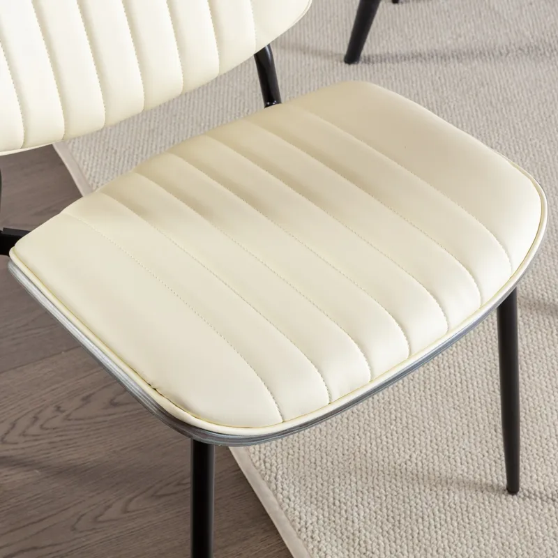 Dining Chairs (Set of 2) Mid-Century Modern Retro Faux Leather Chair With Walnut Bentwood Back Uphol