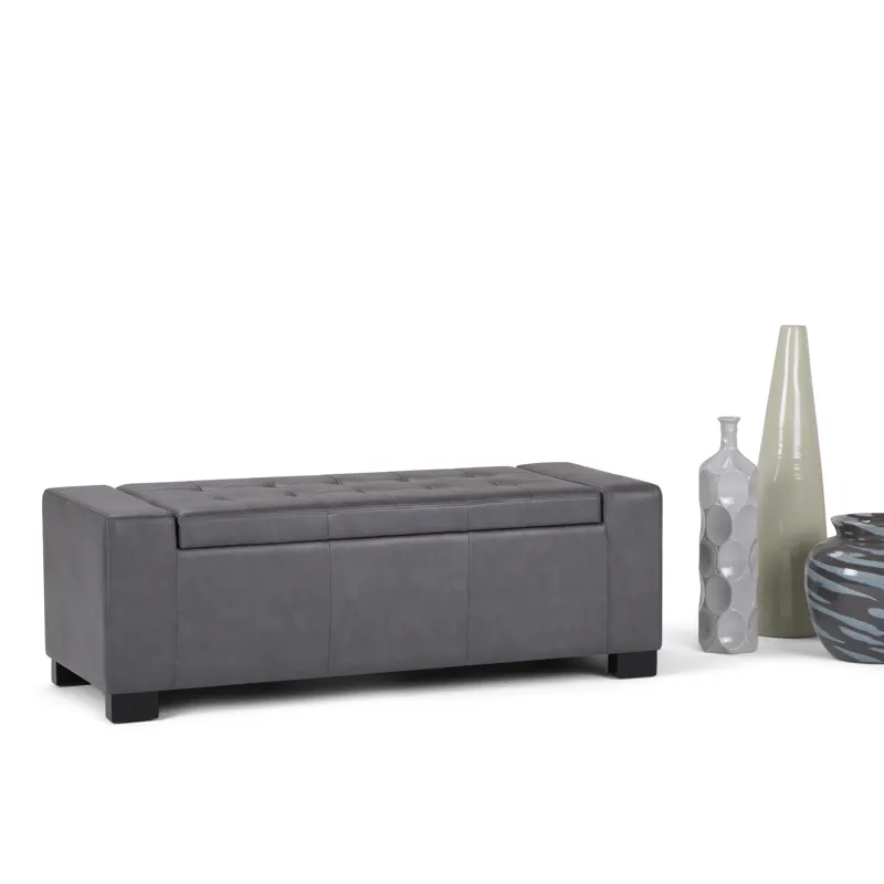 Laredo - Large Storage Ottoman - Stone Grey