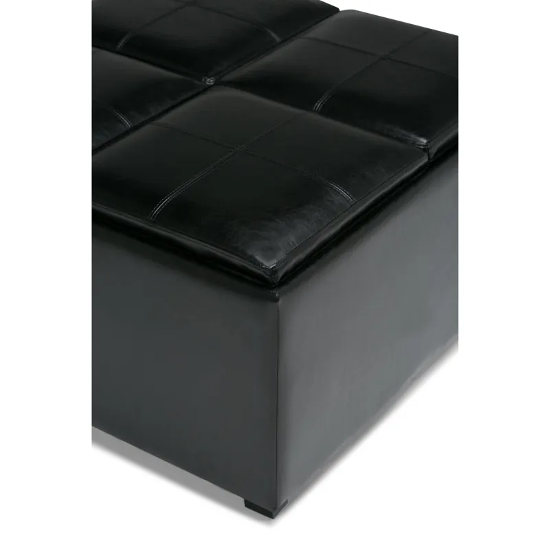 Avalon - Square Coffee Table Storage Ottoman - Midnight Black