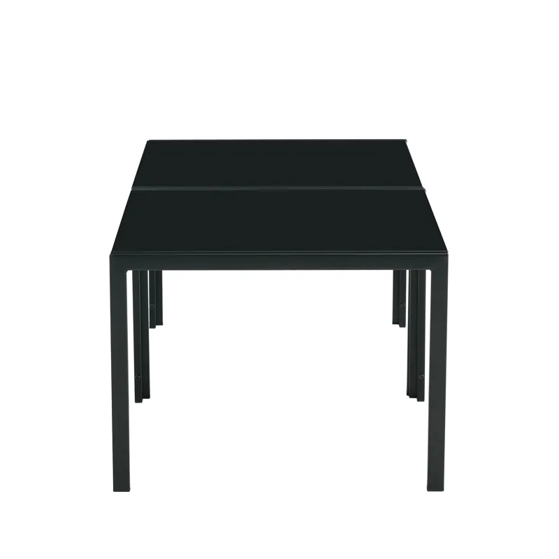 Coffee Table (Set of 2), Square Modern Table With Tempered Glass Finish For Living Room - Black