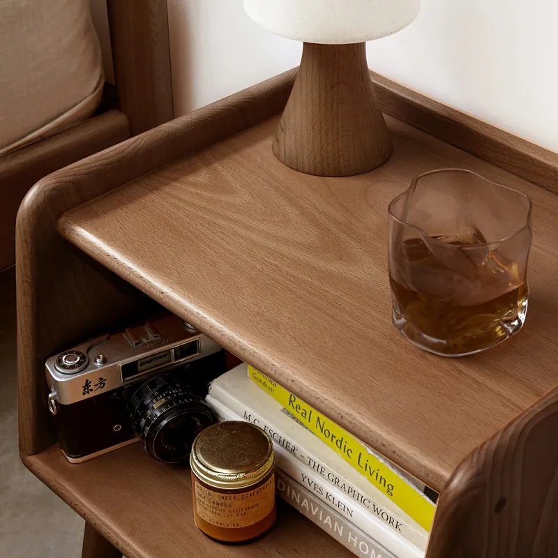 Bedside Cabinet, Modern Simple Nightstands European Beech - Brown