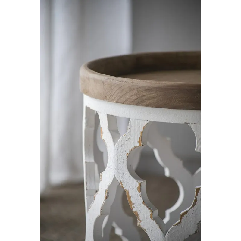 Large Distressed Side Table - White