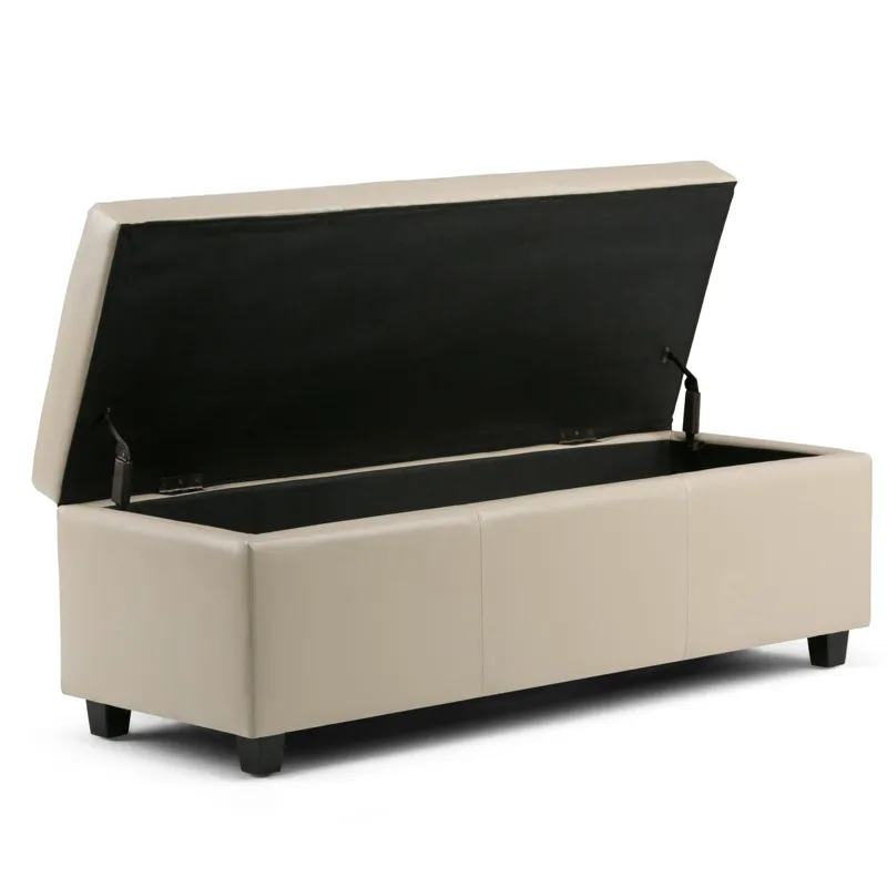 Avalon - Storage Ottoman Bench - Satin Cream