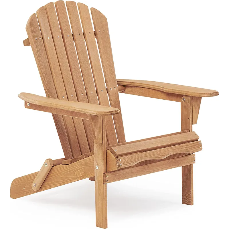 Wooden Outdoor Folding Adirondack Chair (Set of 2) Wood Lounge Patio Chair For Garden, Garden, Lawn,