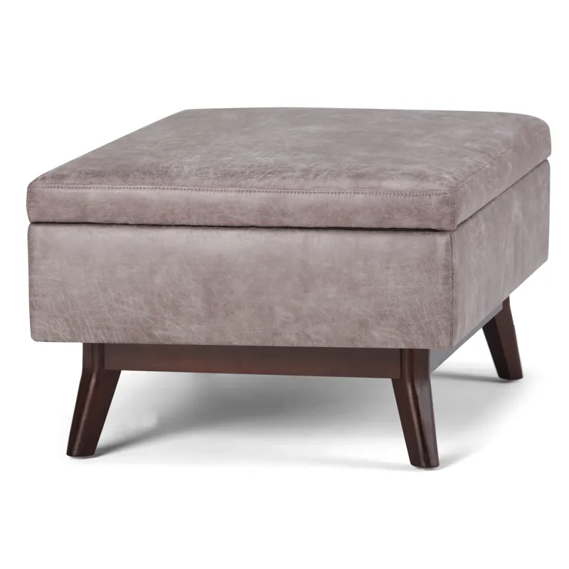 Owen - Coffee Table Storage Ottoman - Distressed Grey Taupe