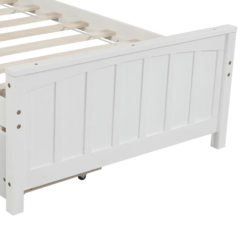 Twin Size Platform Bed With Two Drawers - White