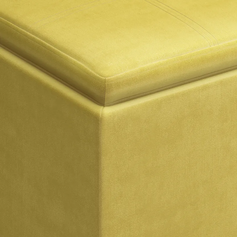 Rockwood - Cube Storage Ottoman with Tray - Dijon Yellow