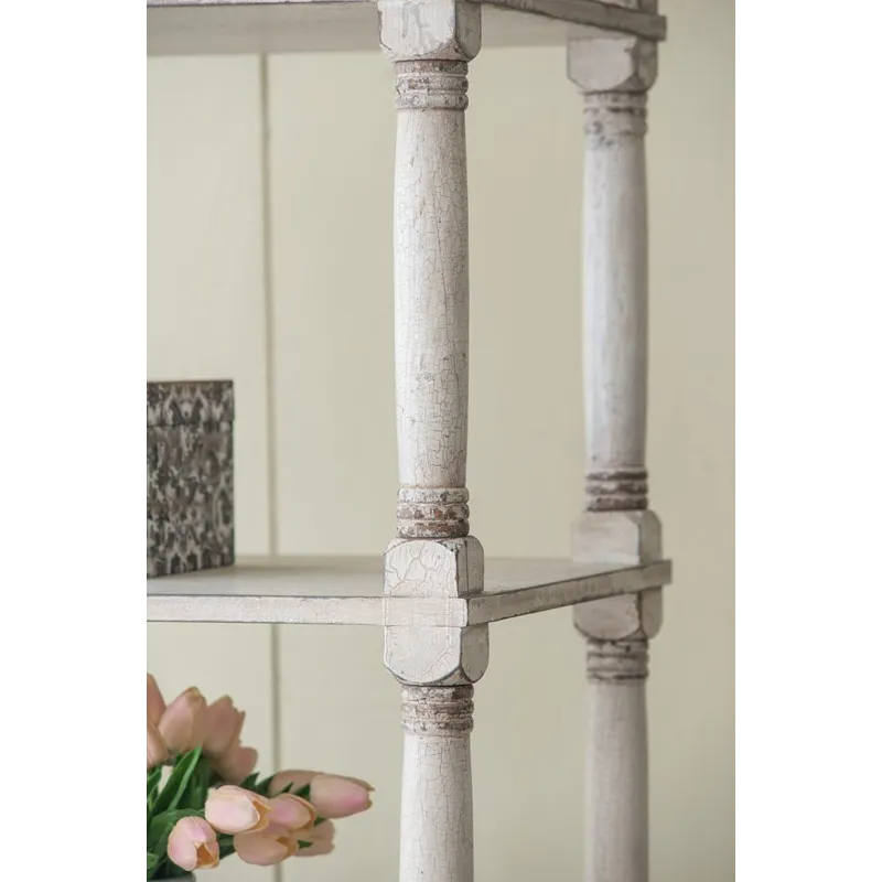 Adela - French Country Wood Bookcase, Display Storage Shelf Etageres - Antique White