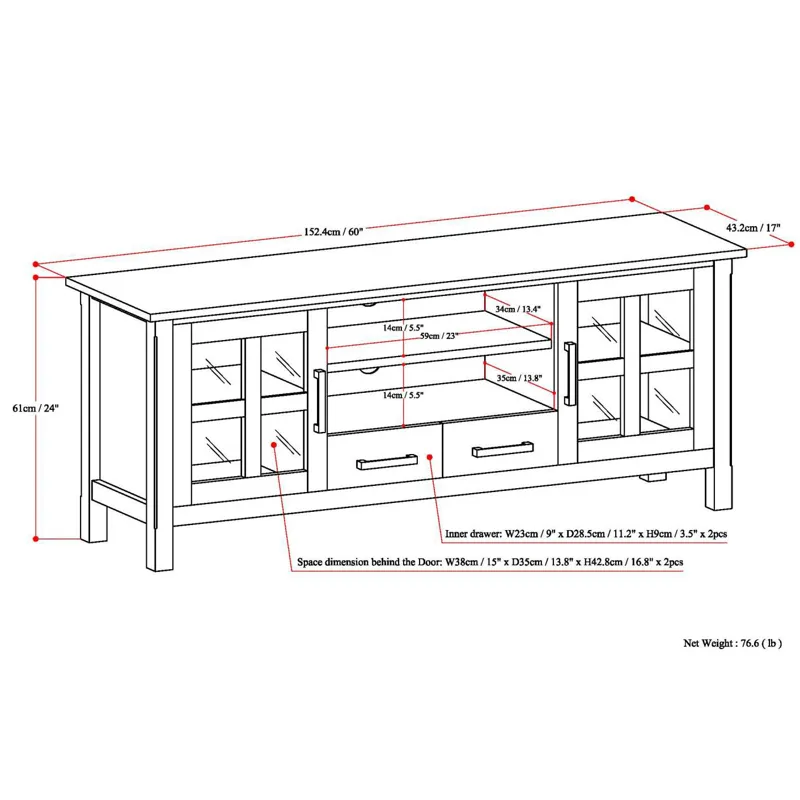 Kitchener - 60\" Wide TV Media Stand - Hickory Brown