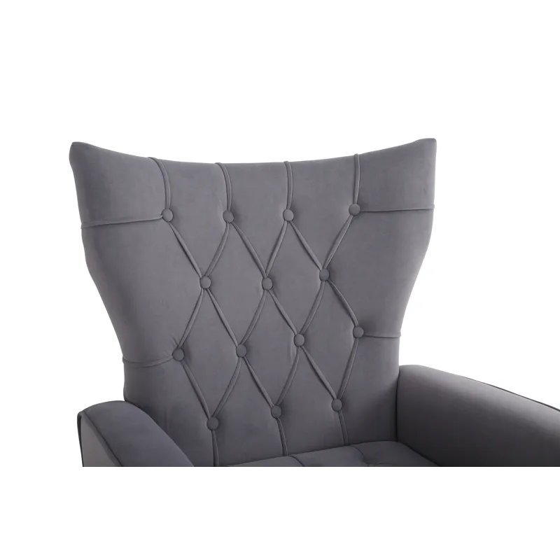 Modern Accent Chair With Ottoman, Comfy Armchair For Living Room, Bedroom, Apartment, Office - Gray