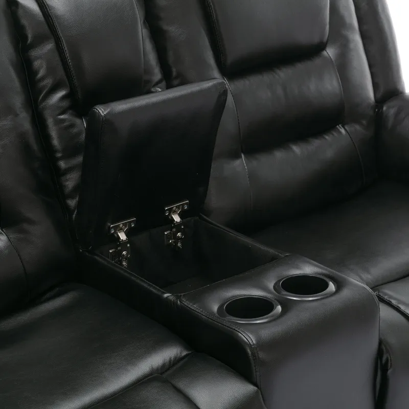 2 Seater Home Theater Recliner Manual Recliner Chair With A Storage Box And Two Cup Holders For Livi