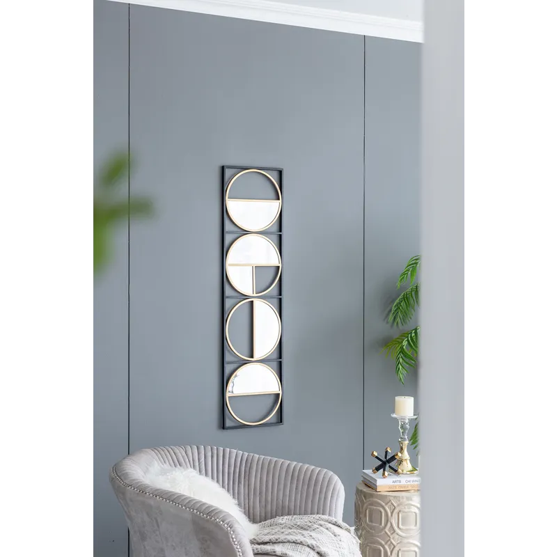 Eclectic Styling Metal Beaded Wall Mirror With Contemporary Design For Bedroom, Liveroom - Golden Bl