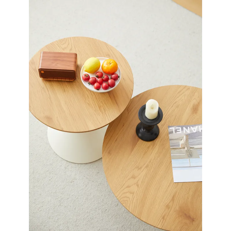 Round Coffee Table - Brown / White