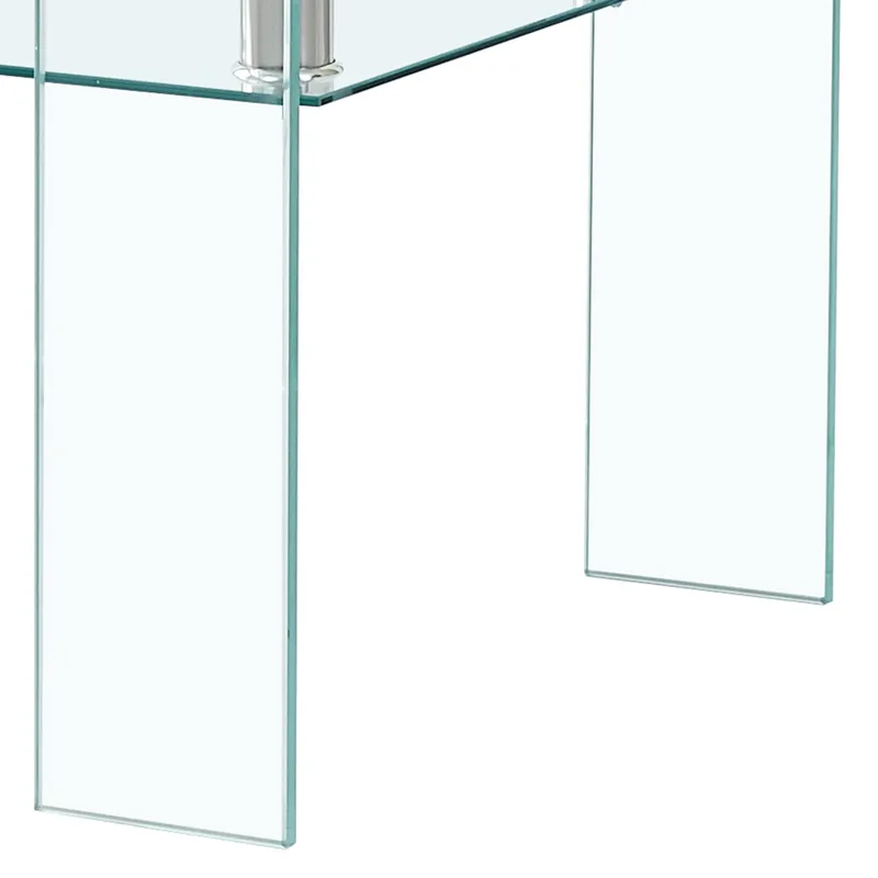 Rectangle Clear Glass Coffee Table, Modern Glass Coffee Table For Living Room, 2 Tier Storage Center