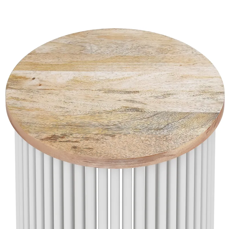 Demy - Metal and Wood Accent Table - Natural / White