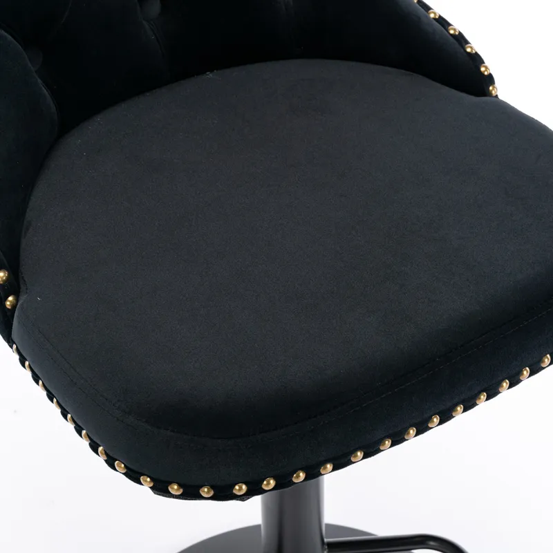 Swivel Velvet Barstools Adjusatble Seat Height, Modern Upholstered Bar Stools With Backs Comfortable