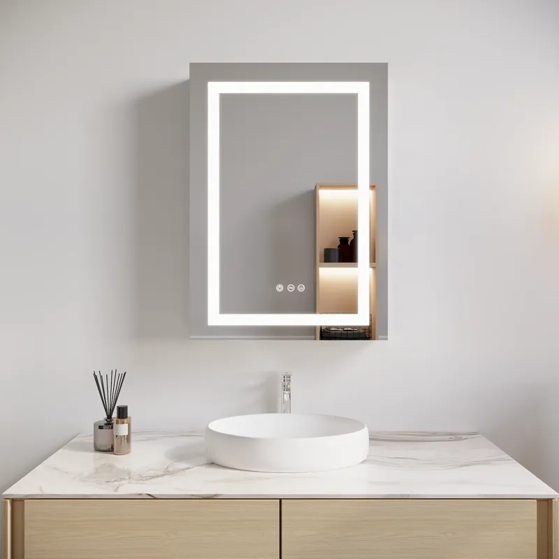 26X20\" Bathroom Medicine Cabinet With LED Mirror, Anti-Fog, Waterproof, 3000K~6000K Single Door Lig