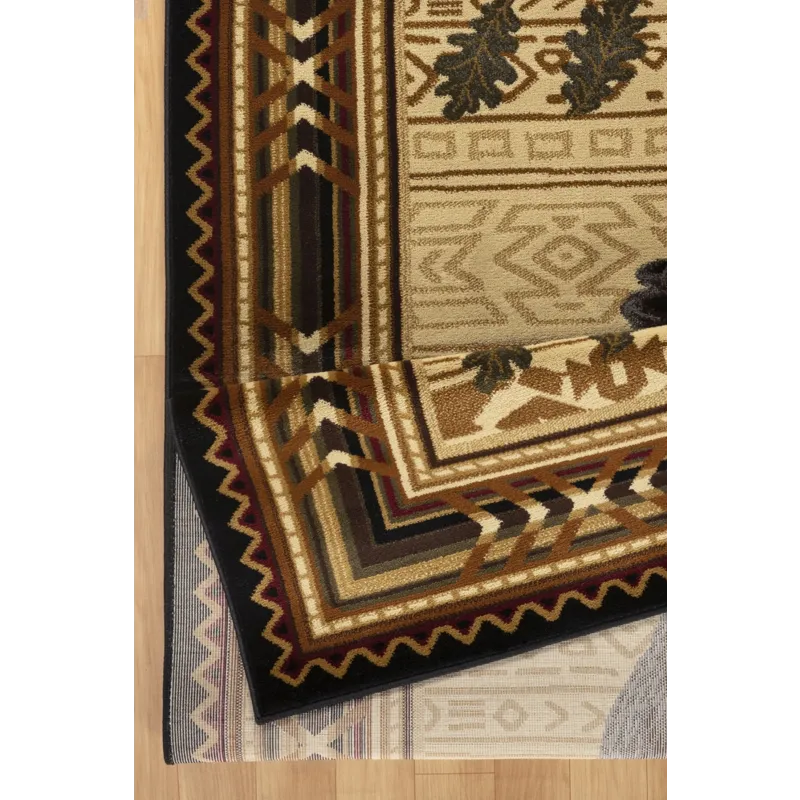 Nature\'s Nest - GC_CBL3010 Black 2\' x 3\' Lodge Area Rug