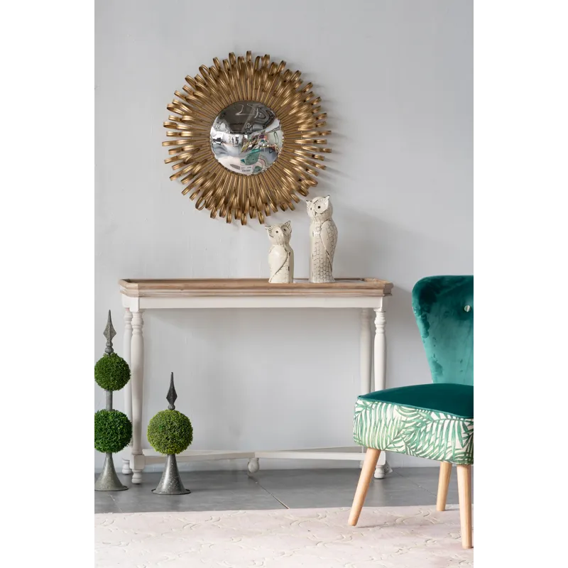 Sunburst Design Wall Mirror Decorative For Entryway, Modern Living Room - Golden