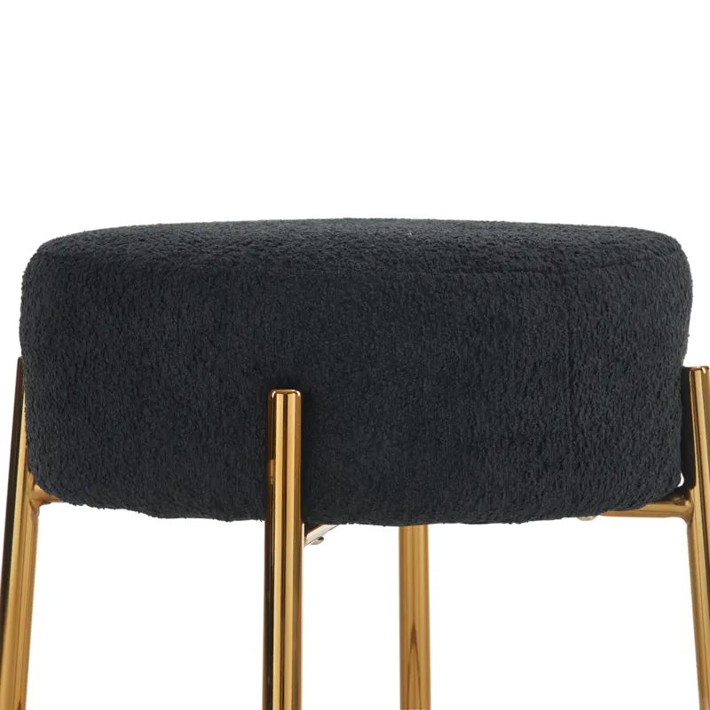 Round Bar Stools (Set of 2), Contemporary Upholstered Dining Stools For Kitchens, Coffee Shops And B