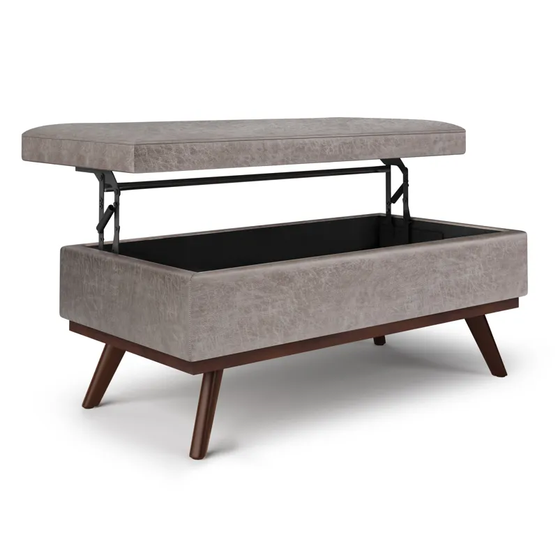 Owen - Lift Top Large Coffee Table Storage Ottoman - Distressed Grey