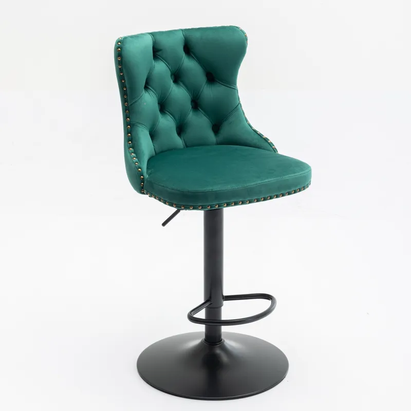 Swivel Velvet Barstools Adjusatble Seat Height, Modern Upholstered Bar Stools With Backs Comfortable