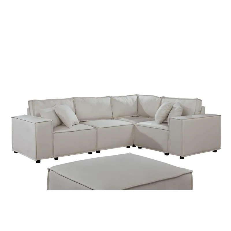 Melrose - Modular Sectional Sofa With Ottoman - Beige Linen