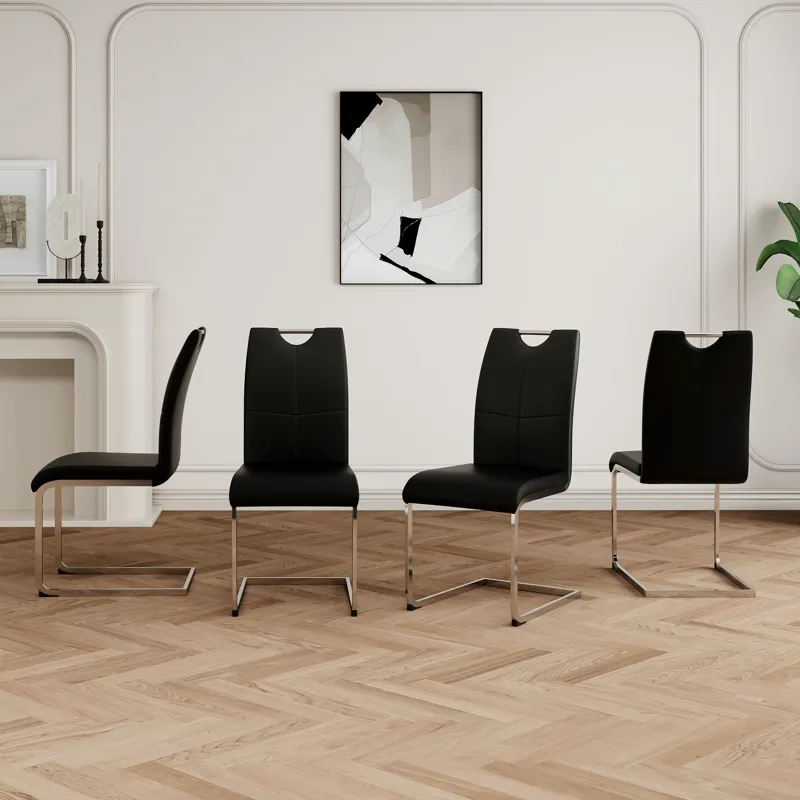 Modern Dining Chairs With Faux Leather Padded Seat Dining Living Room Chairs Upholstered Chair With 