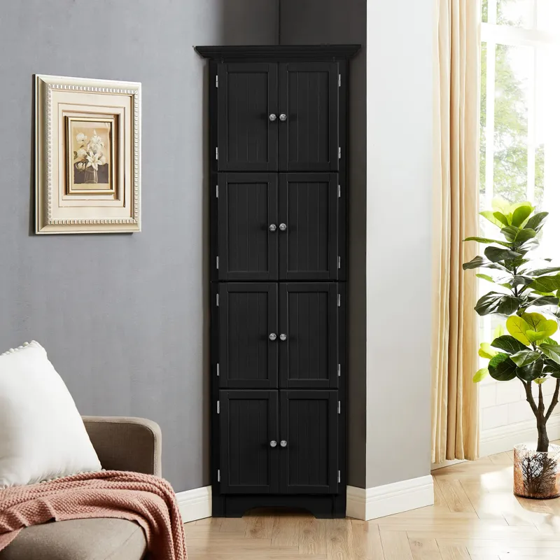 Tall Storage Cabinet With Doors And 4 Shelves For Living Room, Kitchen, Office, Bedroom, Bathroom, M