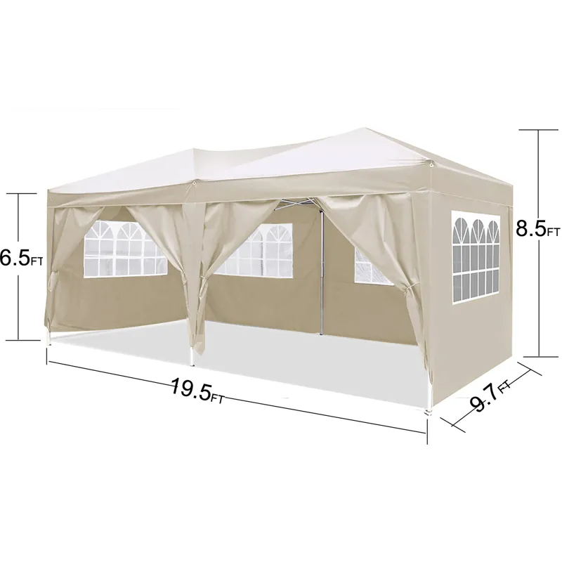 10\'X20\' Ez Pop Up Canopy Outdoor Portable Party Folding Tent With 6 Removable Sidewalls + Carry Ba