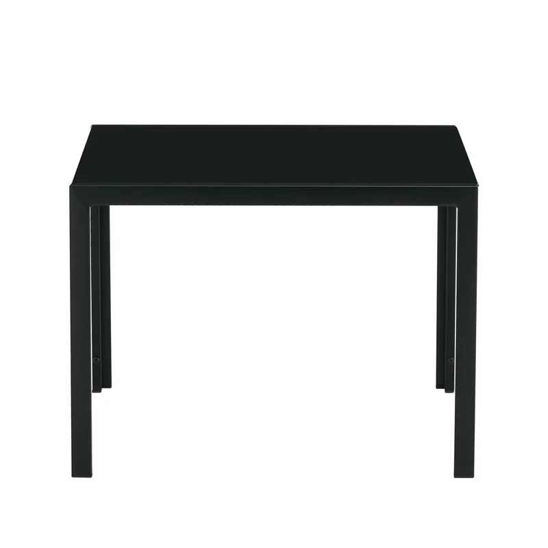 Coffee Table (Set of 2), Square Modern Table With Tempered Glass Finish For Living Room - Black