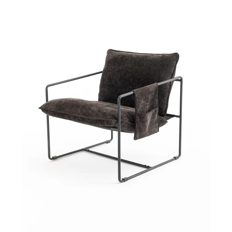 Upholstered Hanging Armchair With Arm Pocket Metal Frame (Set of 2), Crushed Foam Cushions And Skin-