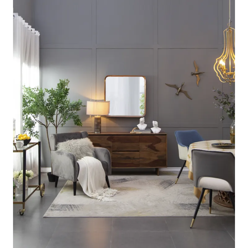 Square Mirror With Wood Frame, Wall Mirror For Living Room Bathroom Entryway - Brown