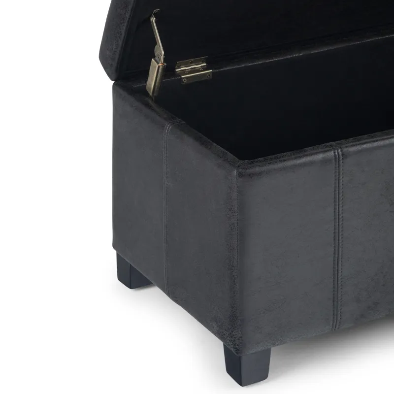 Dover - Storage Ottoman Bench - Distressed Black