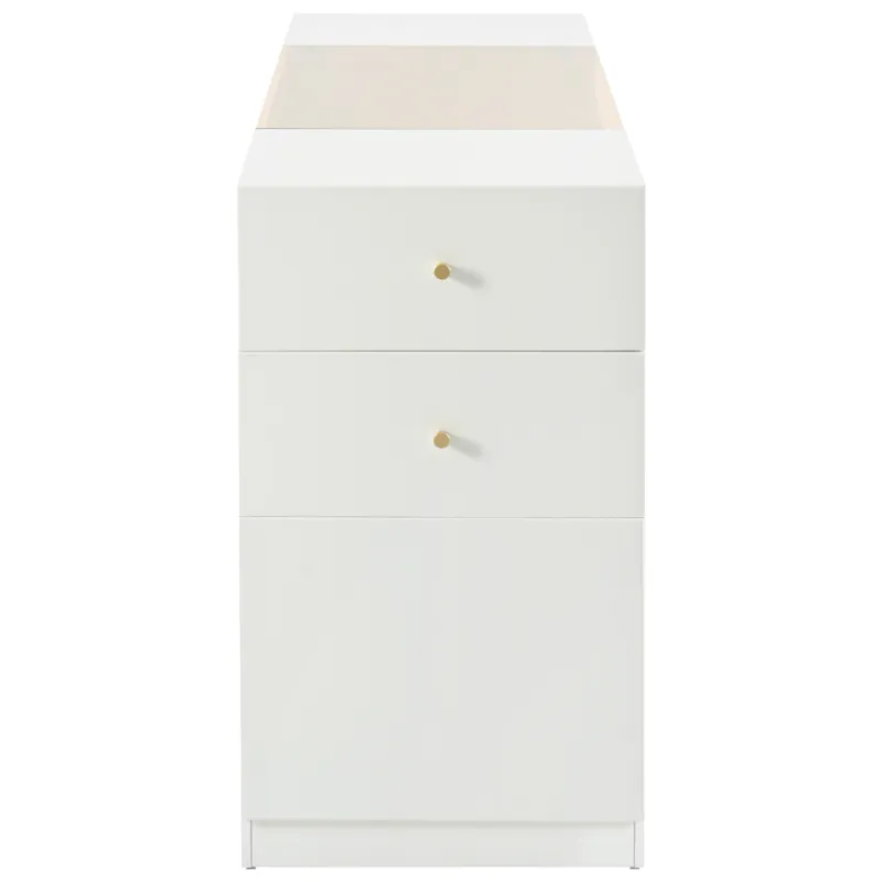Modern Luxury Multi-Functional Island Vanity Dresser And Storage Cabinet With Glass Tabletop, Displa