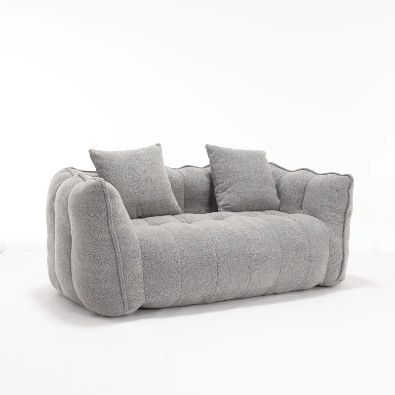 Soft Beanbag Chair With High Resilience Foam Core For Two People - Gray