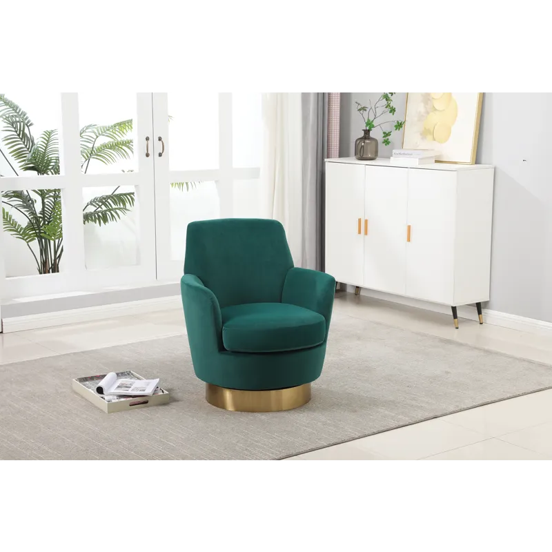 Velvet Swivel Barrel Chair, Swivel Accent Chairs Armchair For Living Room, Reading Chairs For Bedroo