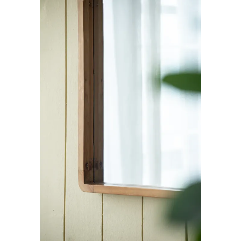 Rectangle Wood Mirror, Farmhouse Wall Decor For Living Room Bedroom Entryway - Brown