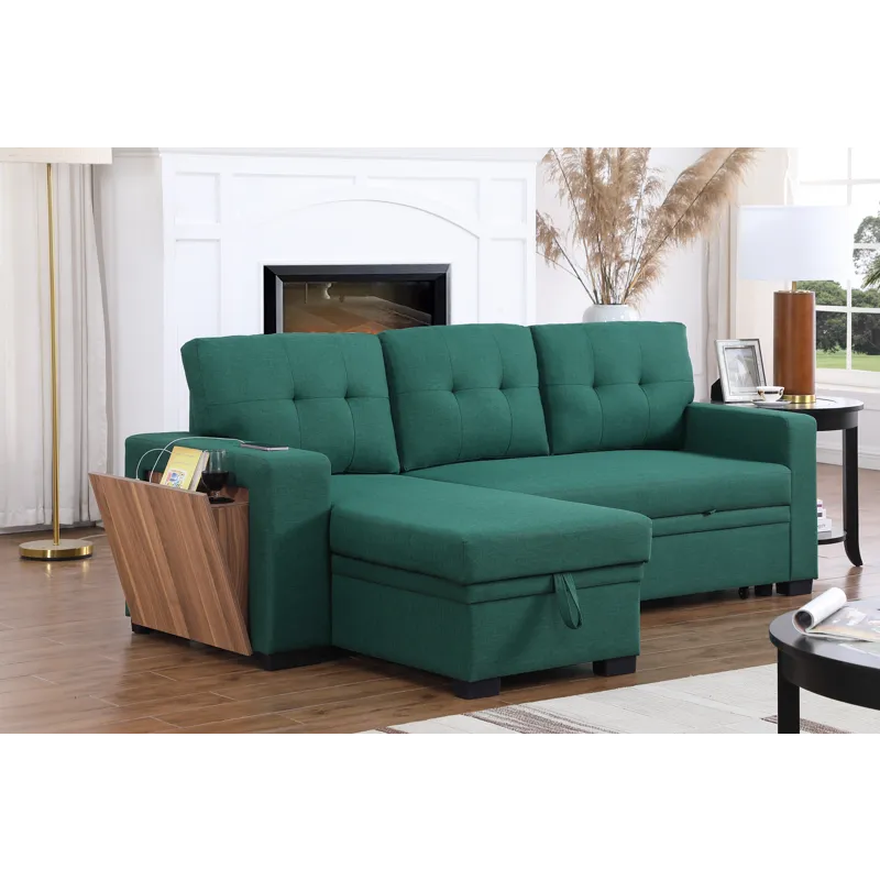 3 Piece Upholstered Sectional - Green