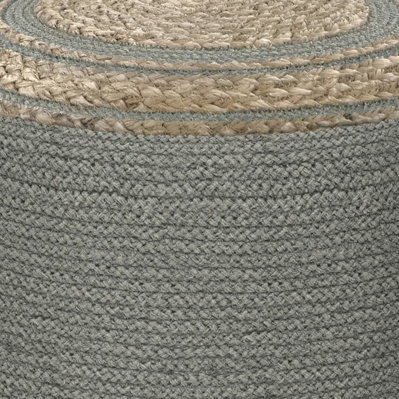 Serena - Round Braided Pouf - Dove Grey