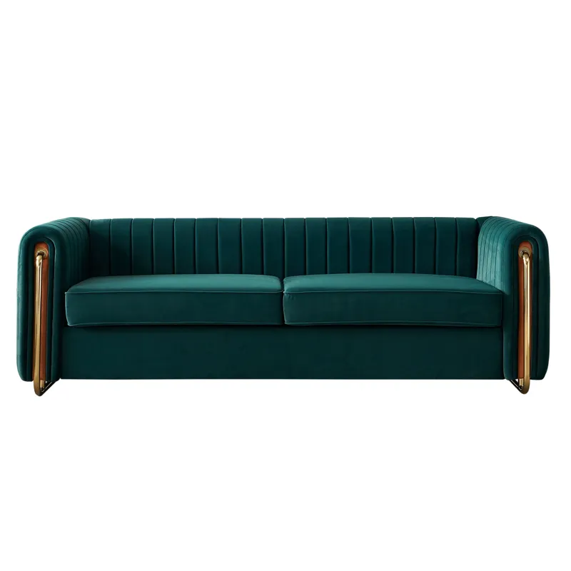 Contemporary Velvet Sofa Couch For Living Room - Green