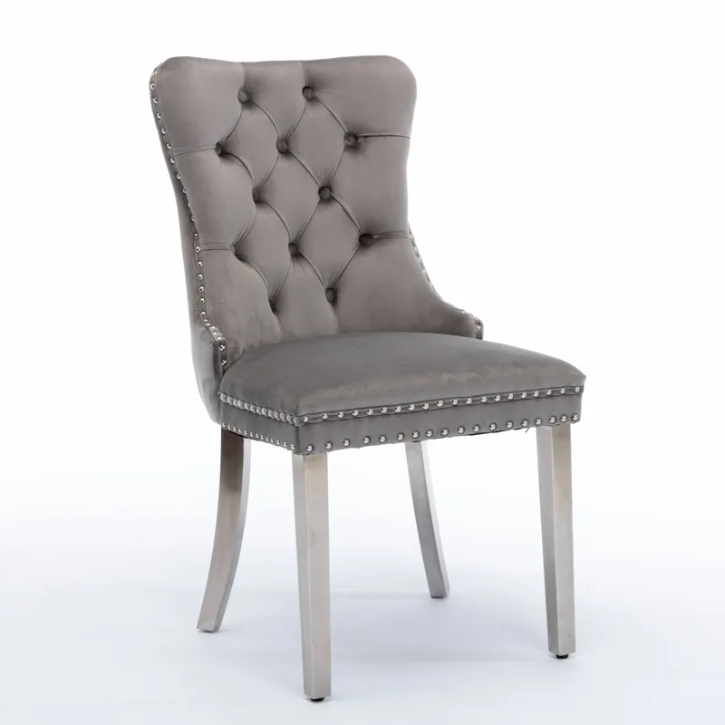 Nikki - Modern, High-End Tufted Solid Wood Contemporary Velvet Upholstered Dining Chair With Chrome 
