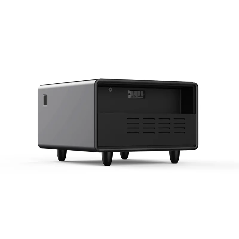 Modern Smart Side Table With Built-In Fridge, Wireless Charging, Temperature Control, Power Socket, 
